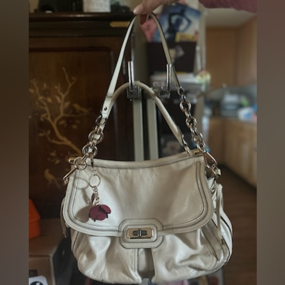 Vintage Cream Coach Leather Bag